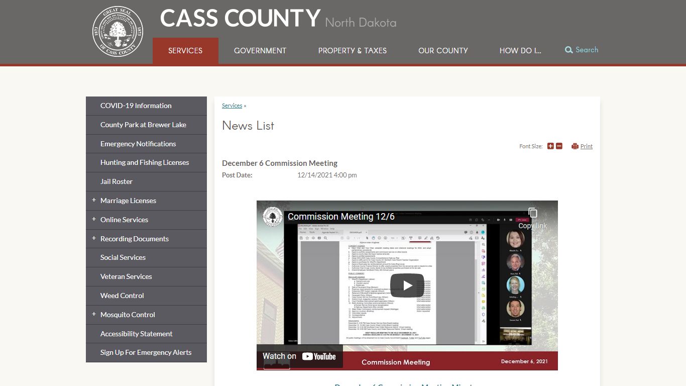 News List | Cass County, ND