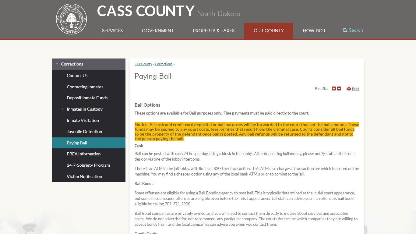 Paying Bail | Cass County, ND